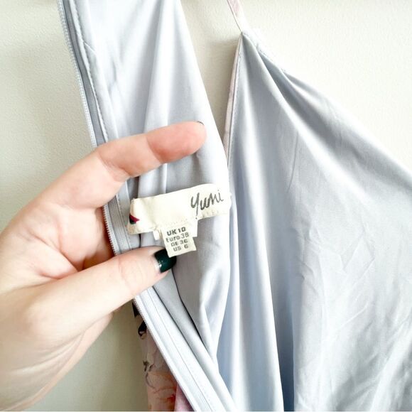 Yumi Dress Floral Maxi Front Tie Lined Flowy Back Zip Women's 6 - Picture 6 of 9